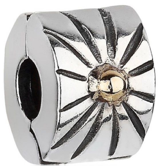 PANDORA sterling silver sunburst with 14 K gold accent retired - Picture 1 of 3